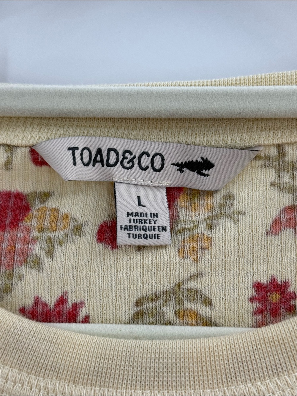 Toad&Co Floral Foothills Crew Waffle Knit Top Cotton Cottagecore Boho Thermal - Picture 11 of 14